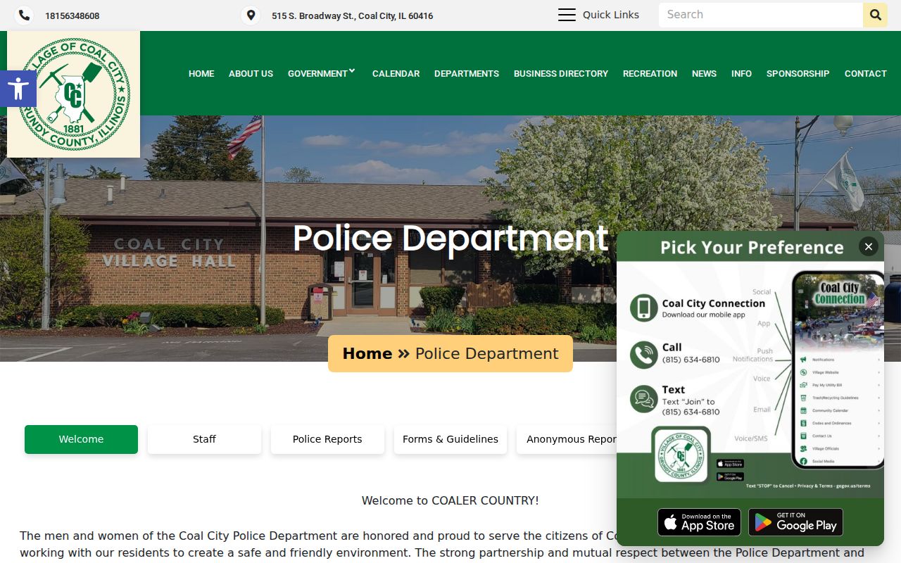 Official Coal City Police Department records page