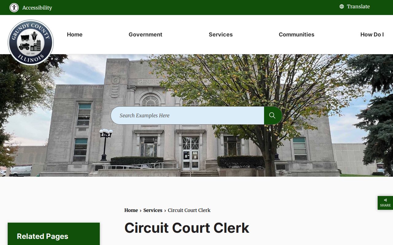Grundy County criminal court record services at the Circuit Clerk