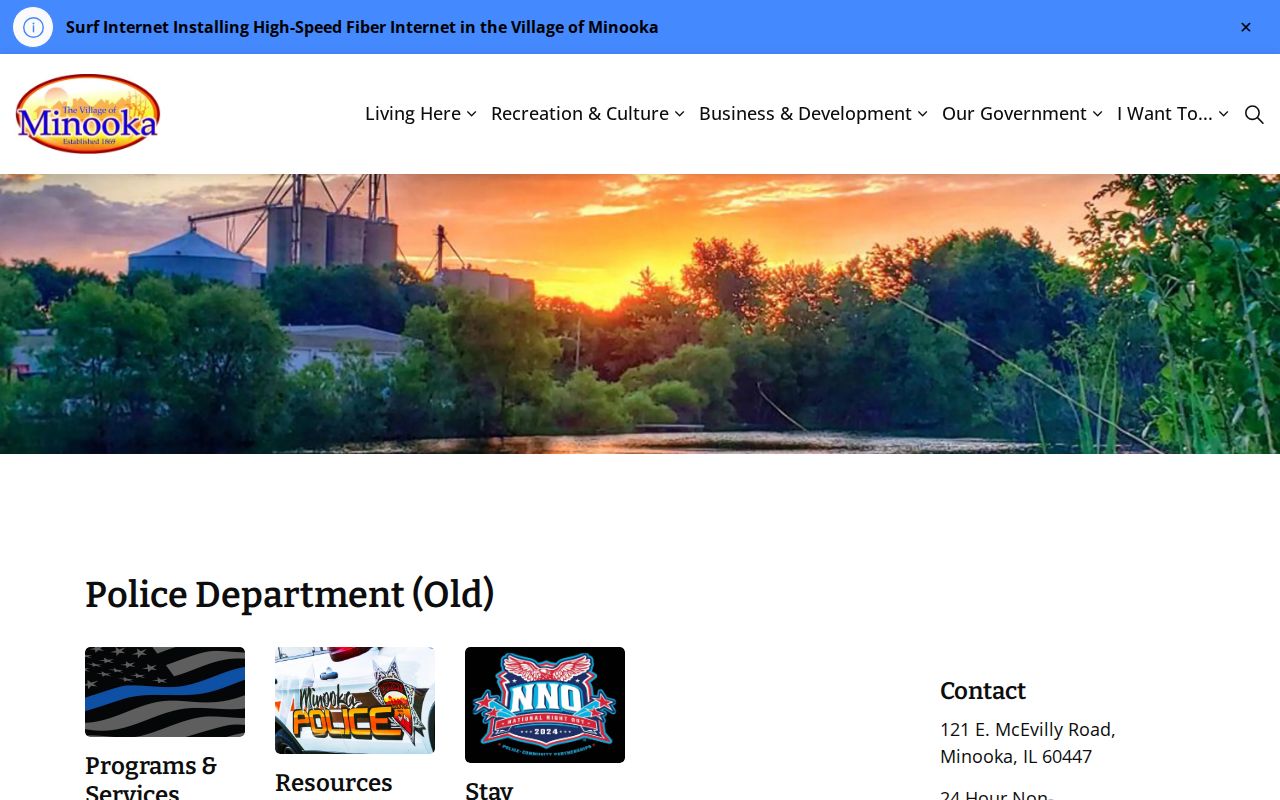 Official Minooka Police Department page and building