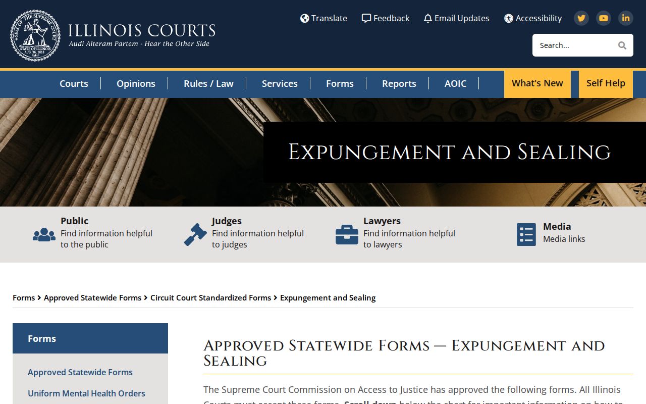 Illinois forms for expunging or sealing Grundy County criminal records