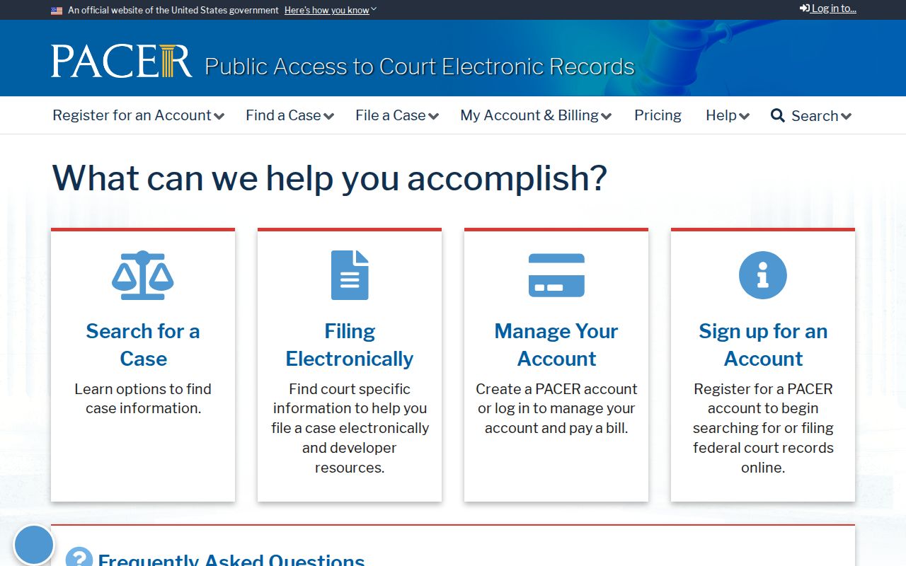 PACER federal docket portal for cases outside Grundy County criminal court